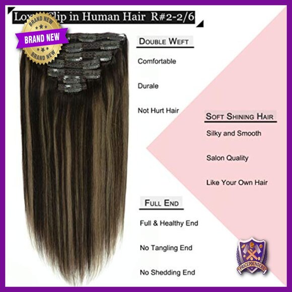 22 Inch Clip-In Human Hair Extensions, 140g Straight Double Weft